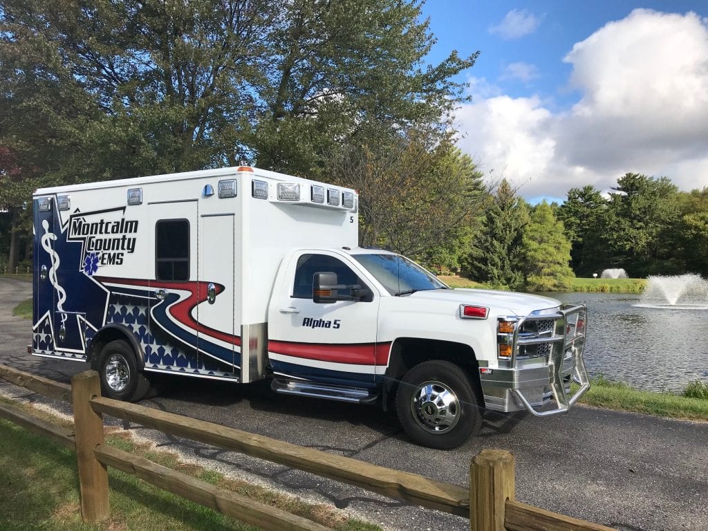 Side of Mountcalm County EMS ambulance