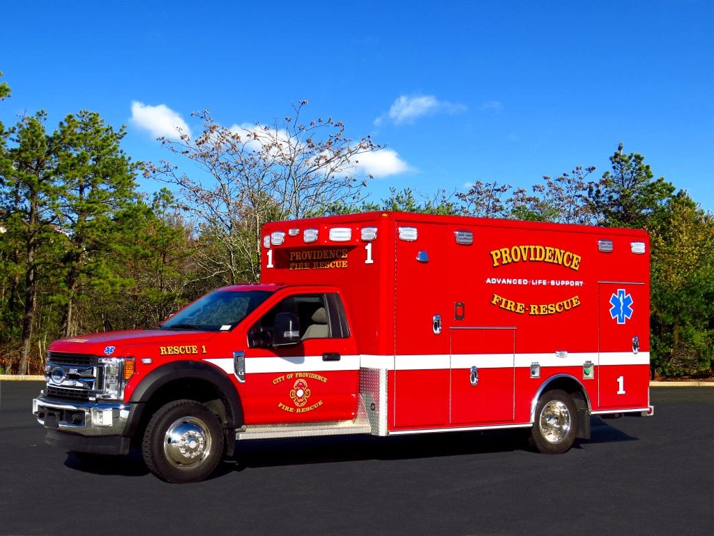 Side of Profidence Fire Rescue ambulance