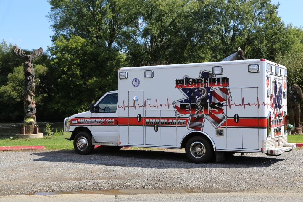 Side of Clearfield EMS ambulance