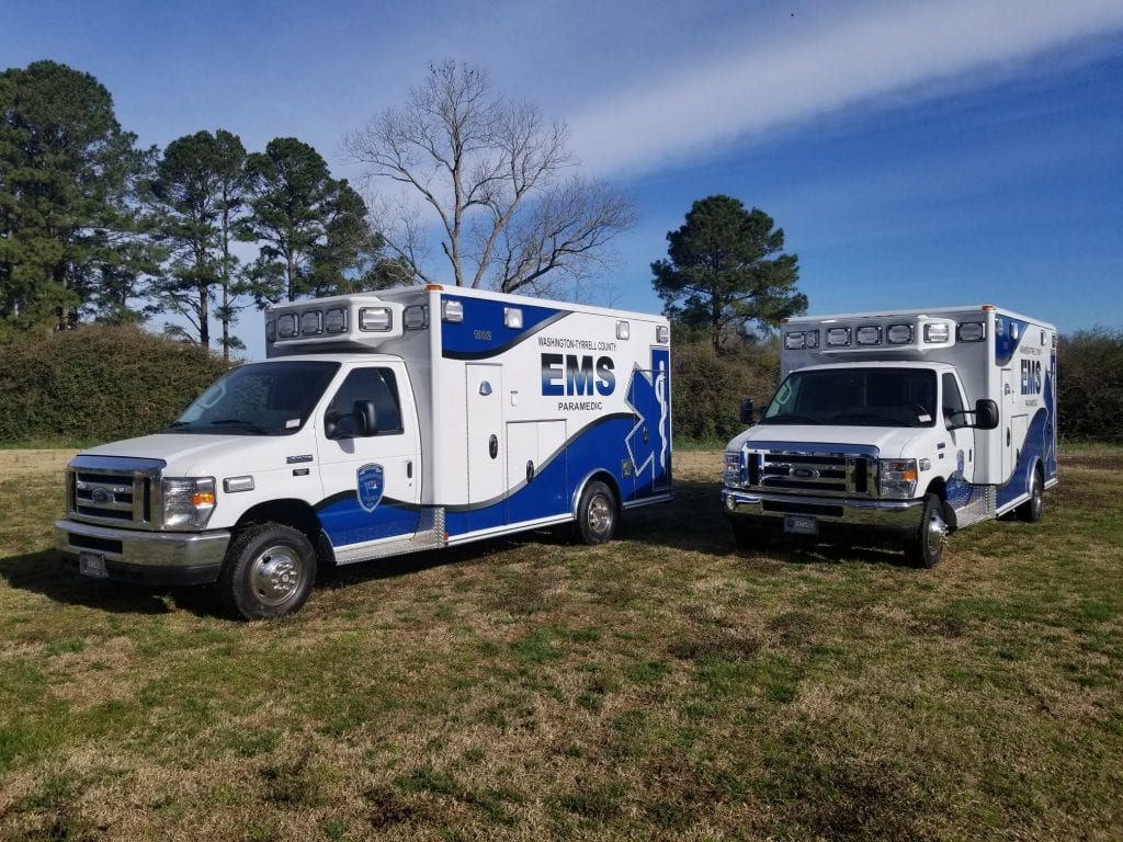 Two Washington-Tyrrel County EMS ambulances