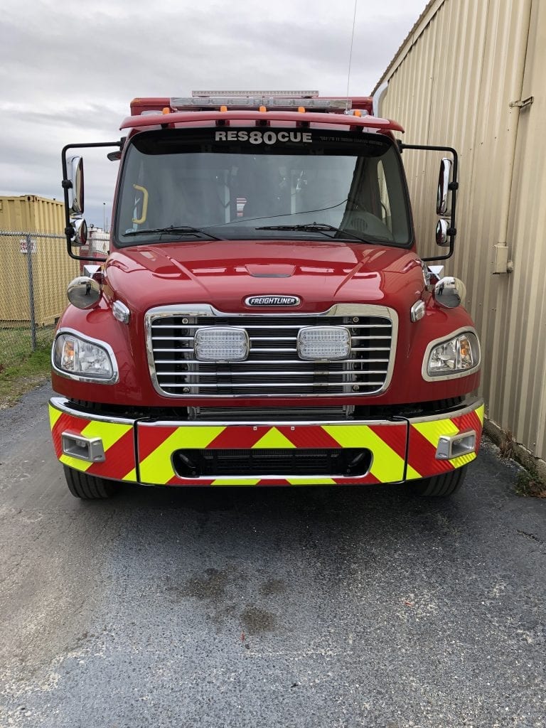 Front shot of Coral Sprints Parkland Fire Department ambulance