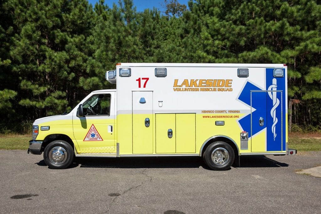 Side of Lakeside Volunteer Rescue Squad ambulance
