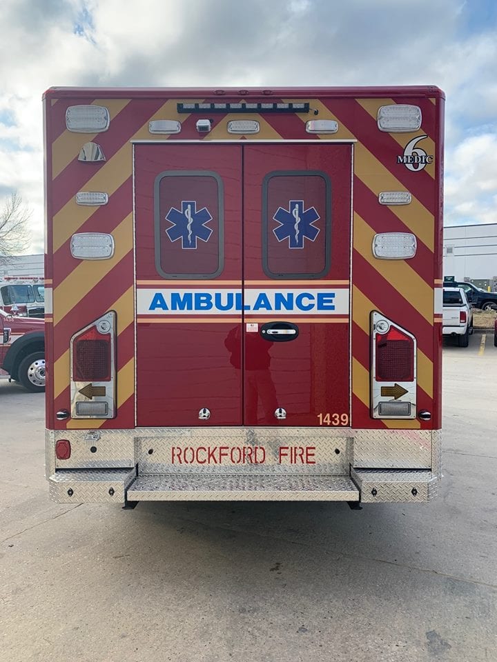 Back view of ambulance