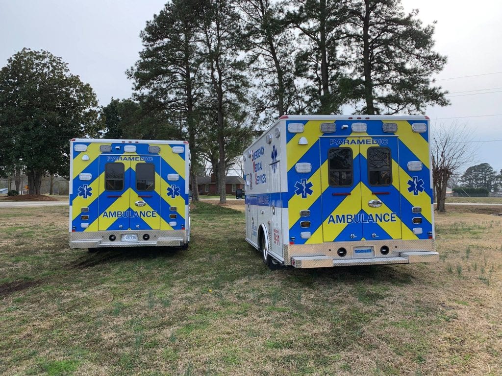 Back of Emergency Medical Services ambulances