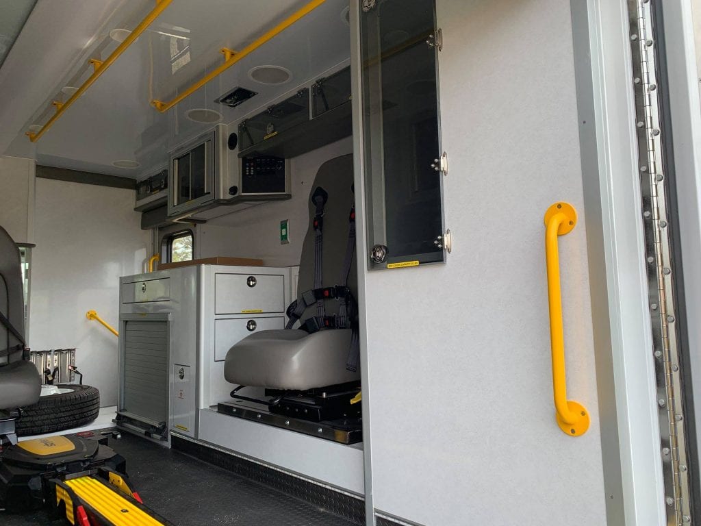 Inside of Emergency Medical Services ambulance