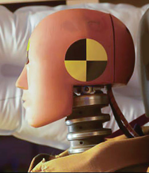 Closeup of RollTek Airbag and mannequin head in front of airbag